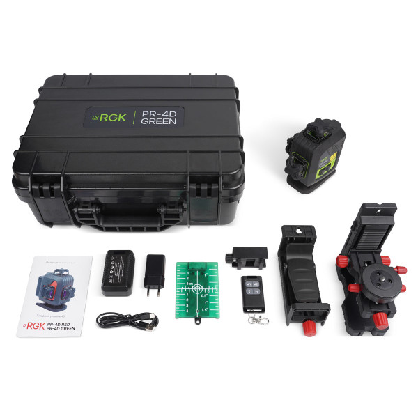 Уровень лазерный RGK PR-4D Green с зеленым лучом (756839)