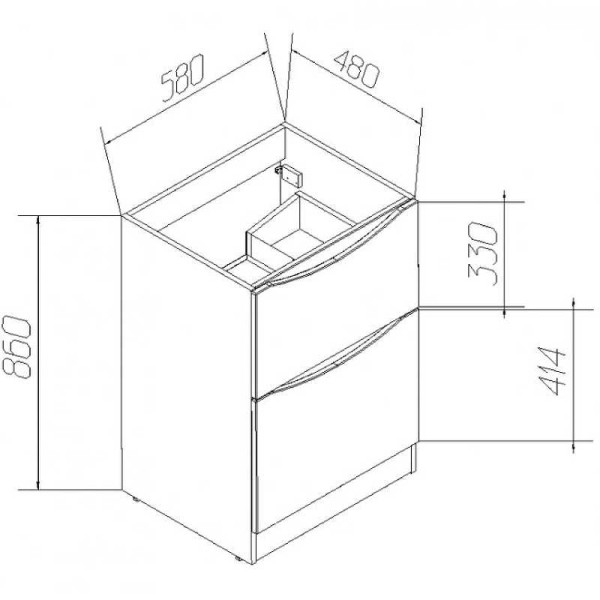 Тумба напольная BelBagno Lavanderia 120 Bianco Lucido (LAVANDERIA-580/1200-2C-PIA-BL)