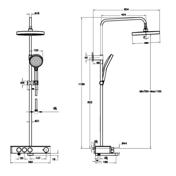 Душевая система Vitra Core Round хром (A47309EXP) Душевая система Vitra Core Round хром (A47309EXP)