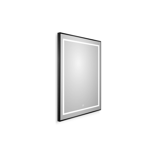 Зеркало BelBagno 600x32x800 в алюминиевой раме со встроенным светильником сенсорным выключателем и подогревом (SPC-KRAFT-600-800-LED-TCH-WARM-NERO)