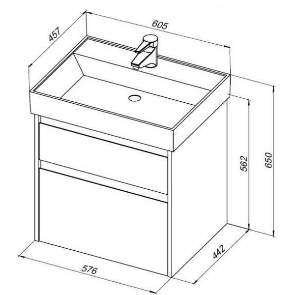 Тумба подвесная Aquanet Nova Lite 60 орех светлый (2 ящика) (00287884)