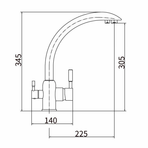 Смеситель для кухни Fashun с переключателем на фильтр сатин (A54309-A)