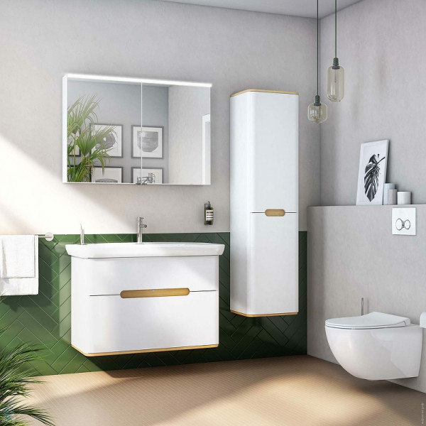 ТУмба подвесная Vitra Sento 100 см с раковиной, с 2 ящиками, с LED подсветкой, матовый белый (60826)