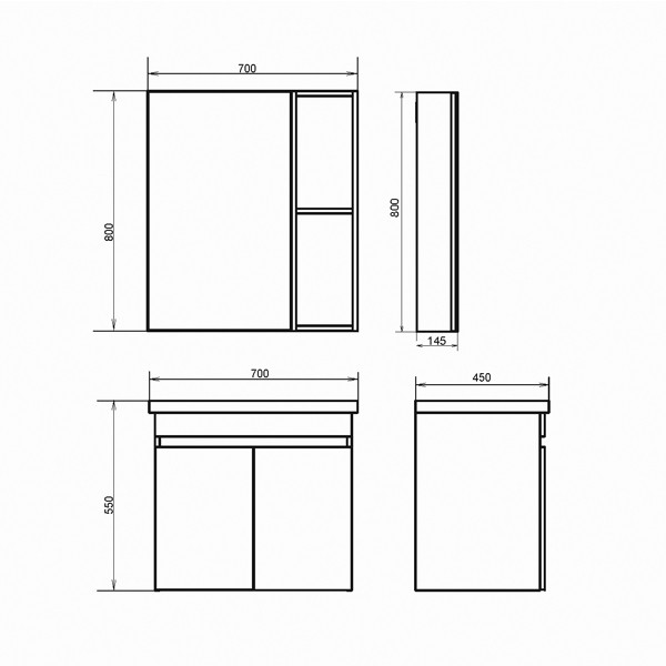 Тумба подвесная Comforty Лима 700x550x450 белый матовый с раковиной (00-00001519)