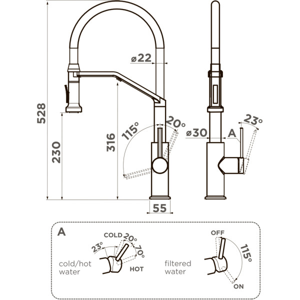 Смеситель для кухни Omoikiri Makkari 2 Plus-SB-LG-BL светлое золото/черный (4994496)