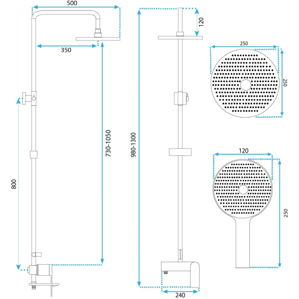 Душевая система с изливом Rea Avalon Copper mat (REA-P2418)