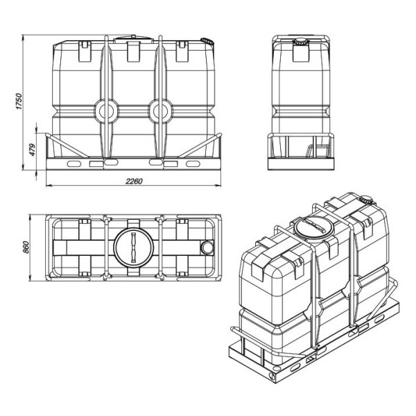 Емкость ЭкоПром SK 2000 л. синяя в обрешетке (117.2003.601.1)