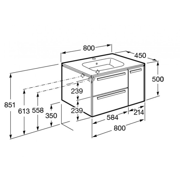 Тумба подвесная Roca Lago 800x448x490 светлый дуб (7.8572.9.644.4)