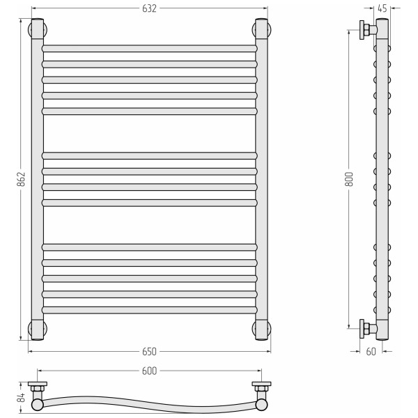 Полотенцесушитель водяной Сунержа Флюид+ 800x600 матовый белый (30-0222-8060) Полотенцесушитель водяной Сунержа Флюид+ 800x600 матовый белый (30-0222-8060)