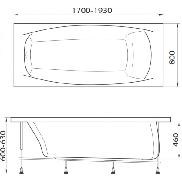 Ванна акриловая 1Marka Pragmatika 173x75 белая (01пр17375)