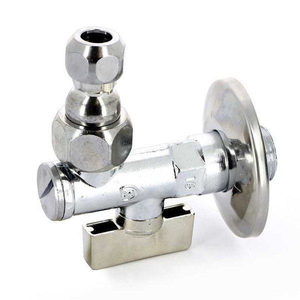 Кран Bugatti угловой 1/2"Н*10 шаровый (обжим) с фильтром и чашкой Minnesota 875 (08750001)