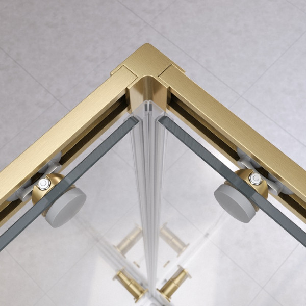 Душевой уголок Cezares Relax 304 90x90x200 стекло прозрачное, профиль брашированное золото (RELAX-304-A-2-90-C-BORO)