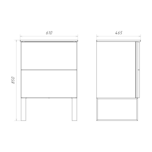 Тумба напольная Comforty Асти 610x850x465 белый глянцевый с раковиной (00-00019361)