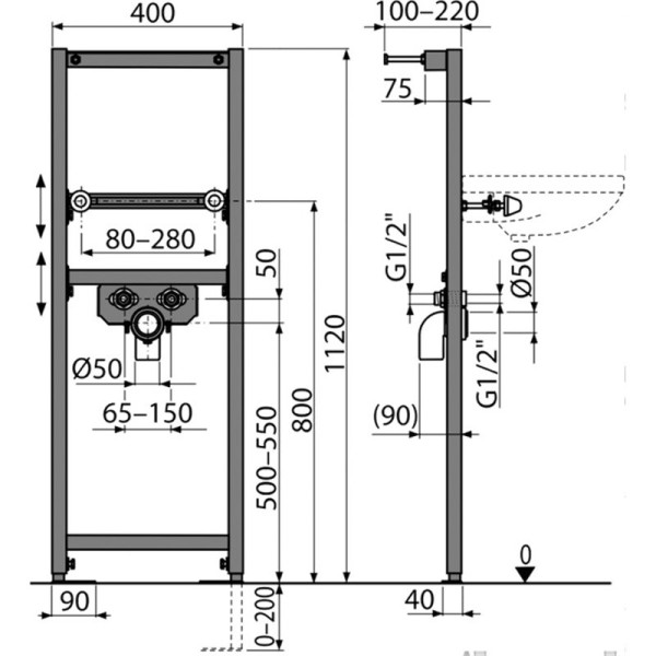 Инсталляция для раковины AlcaPlast (A104/1120) Инсталляция для раковины AlcaPlast (A104/1120)