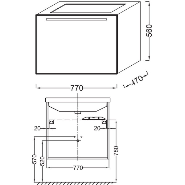 Тумба подвесная Jacob Delafon Struktura 77 белый глянец (EB1285-N18)