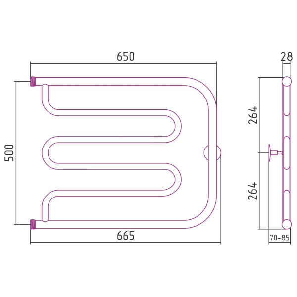 Полотенцесушитель водяной Стилье Тандем 500х650 резьба-сгон 1 хром (00011-5065) Полотенцесушитель водяной Стилье Тандем 500х650 резьба-сгон 1 хром (00011-5065)