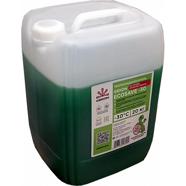 Теплоноситель Gekon ECOSAVE-30, 20 кг. (пропиленгликоль) Теплоноситель Gekon ECOSAVE-30, 20 кг. (пропиленгликоль)