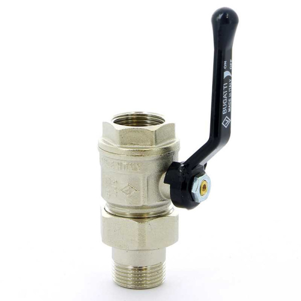 Кран Bugatti 3/4" шаровый со сгоном New Jersey 920 (черная ручка) (09200004) Кран Bugatti 3/4" шаровый со сгоном New Jersey 920 (черная ручка) (09200004)