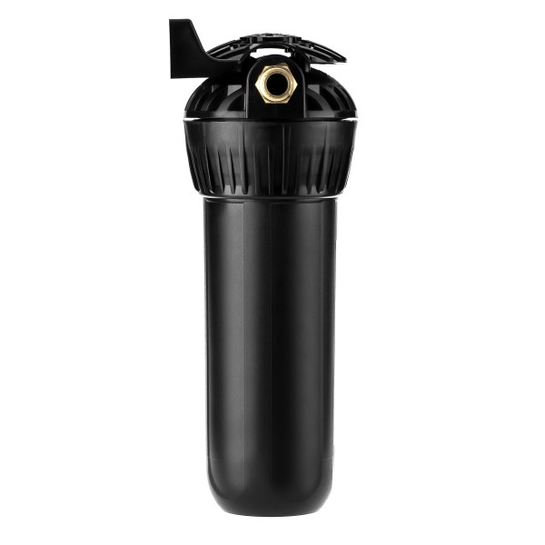 Фильтр колбовый Гейзер 1/2" 10SL  с латунными ниппелями (черный, для горячей воды) (50541)