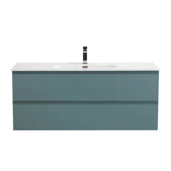 Тумба подвесная Cezares Kraft 1200x455x500 с фрезерованными ручками по всей длине фасада с двумя выкатными ящиками голубой матовый (KRAFT-1200-2C-SO-A