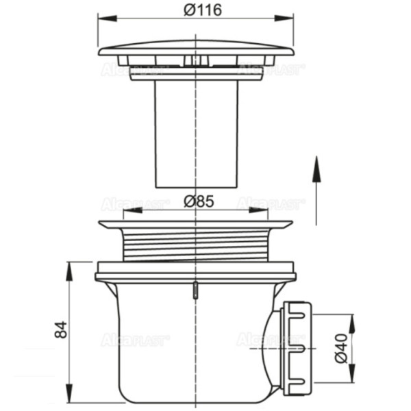 Сифон для душевого поддона Alcaplast металл LUX (A49K)