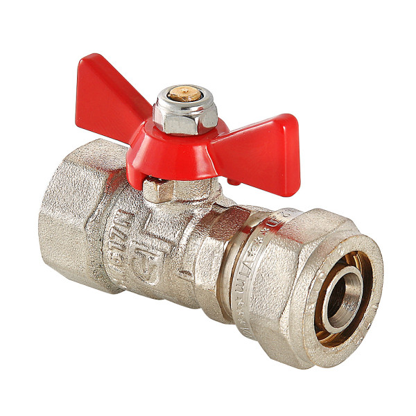 Кран 16х1/2"В шаровый обжим Valtec (красная бабочка) VT.342.N.1604 Кран 16х1/2"В шаровый обжим Valtec (красная бабочка) VT.342.N.1604
