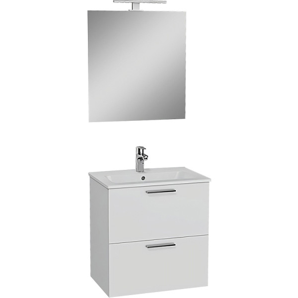 Комплект мебели Vitra Mia 60 см с ящиками, (тумба, раковина, зеркало) белый глянец (75021)