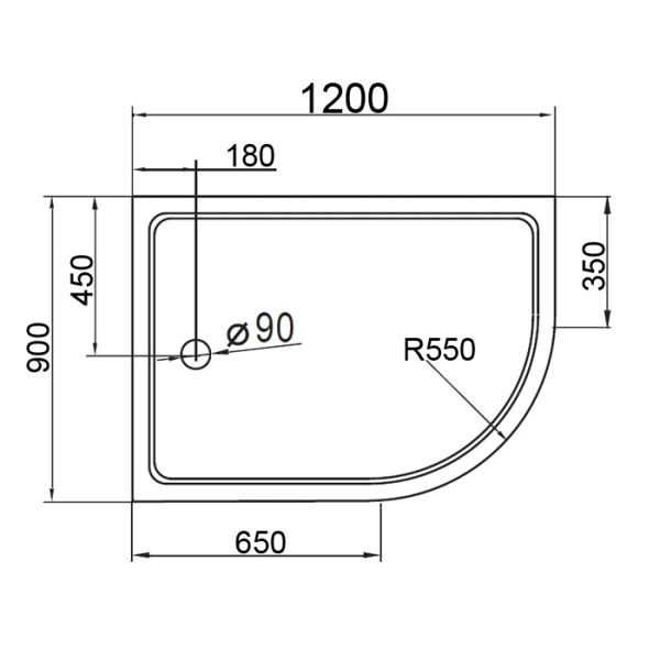 Душевой поддон Cezares Tray 120х90 L (TRAY-A-RH-120/90-550-15-W-L)