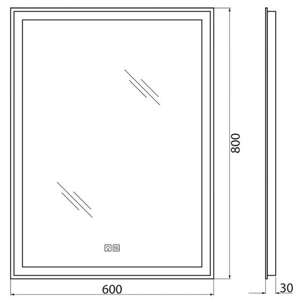 Зеркало с подсветкой BelBagno SPC-GRT 60x80 с подогревом (SPC-GRT-600-800-LED-TCH-WARM)