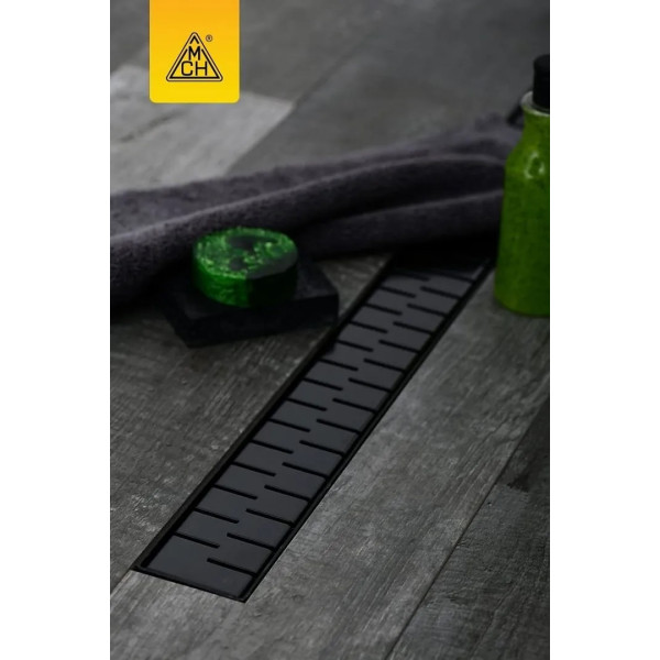 Лоток душевой 850 мм. MCH Chudej Medium Black Edition (решетка нерж. сталь черная, боковой слив D 50) CH850/50MC Лоток душевой 850 мм. MCH Chudej Medium Black Edition (решетка нерж. сталь черная, боковой слив D 50) CH850/50MC