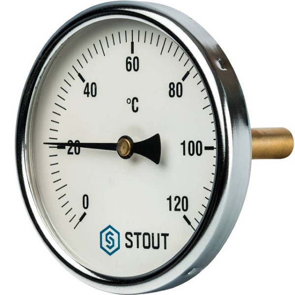 Термометр биметаллический 1/2" 100 мм 0-120°С гильза 75 мм. Stout (SIM-1001-107515)