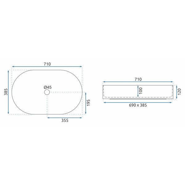Раковина накладная Rea Nadia 71x38,5 белый (REA-U5801)