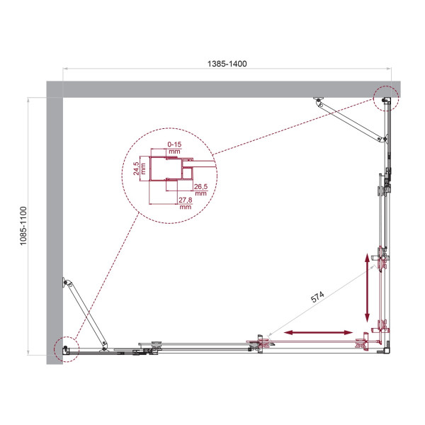 Душевой уголок BelBagno Luce 140x110x195 стекло прозрачное, профиль хром (LUCE-AH-22-140/110-C-Cr)