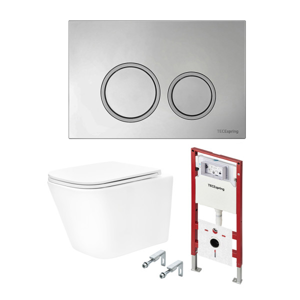 Инсталляция с унитазом TECEspring Base с клавишей хром глянц. унитаз модель S (K401101WCS)