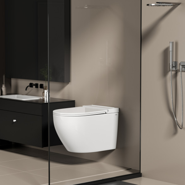 Унитаз подвесной Abber Bequem с импульсным смывом белый (AC1126P)