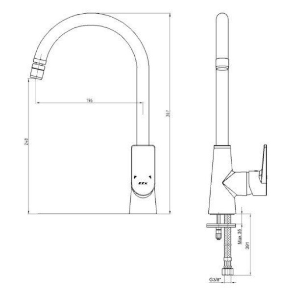 Смеситель для кухни E.C.A. Dalia хром (102118126EX) Смеситель для кухни E.C.A. Dalia хром (102118126EX)