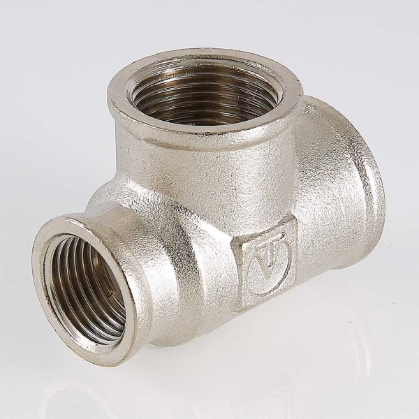 Тройник переходной 3/4"х1/2"х1/2" ВВВ Valtec (никель) (VTr.750.RN.050404)