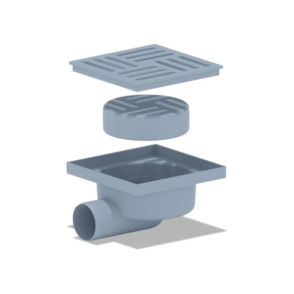 Трап горизонтальный 50 мм. (150*150) АНИ нерегулируемый, с сухим затвором (решетка пластик) АНИ пласт (TQ5110)