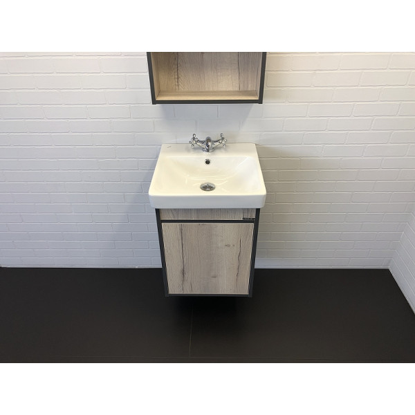 Тумба подвесная с раковиной Comforty Вена 450x450x620 дуб дымчатый (00-00006653)