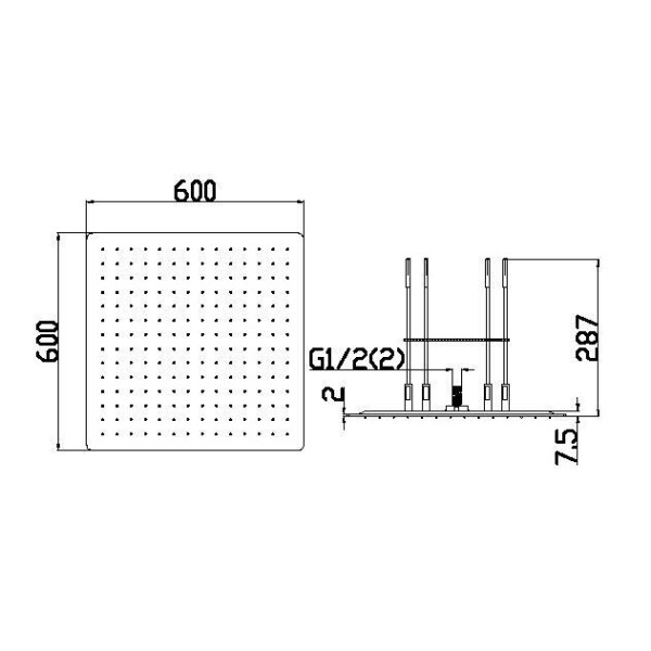 Верхний душ Boheme  60x60 см золото (428-G)