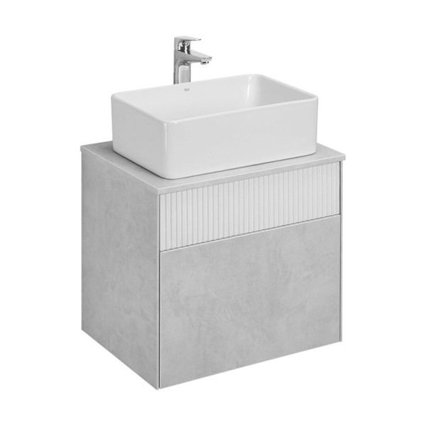 Тумба-умывальник Aquaton 60 Марбл Слэйт/Белый/732700B000 Раковина Mila накладная прямоуг 350х500 (1A2761K1MH4C0)