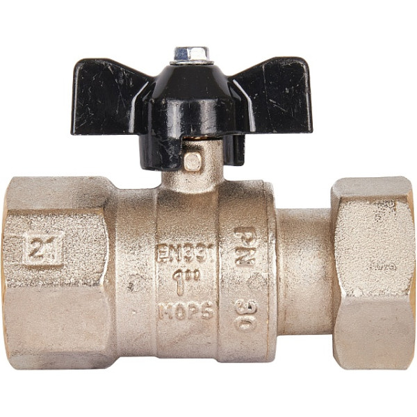 Кран 1"*1" ВВ шаровый с накидной гайкой Stout (черная бабочка) (SVB-0009-000025)