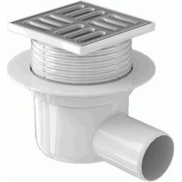 Трап горизонтальный 50 мм. (100*100) АНИ регулируемый, с сухим затвором (решетка нерж.ст.) АНИ пласт (TQ5602)