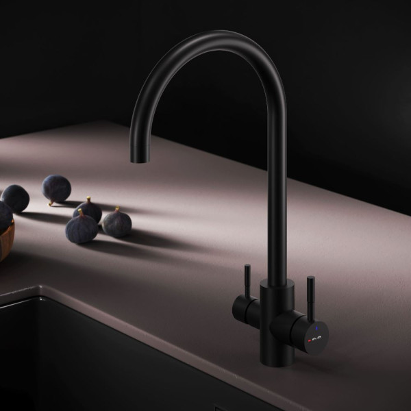 Смеситель для кухни AM.PM X-Joy S с С-изливом с каналом для питьевой воды черный (F85B07722)