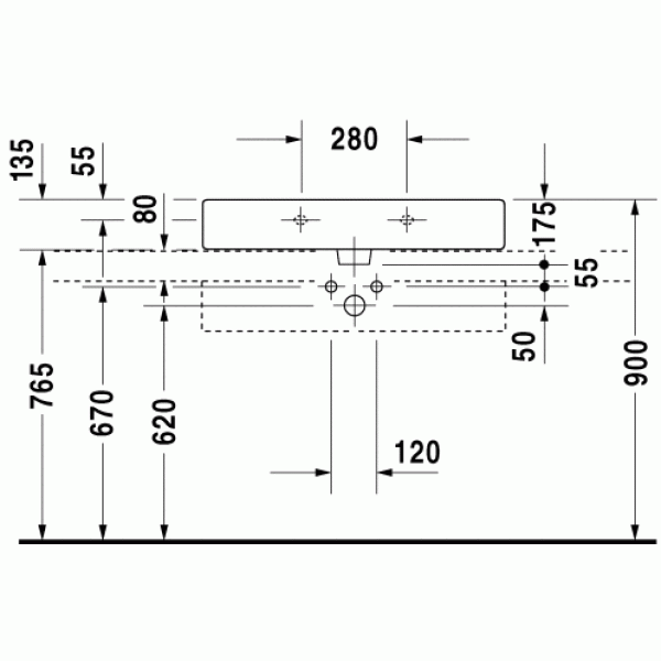 Раковина подвесная Duravit Vero 045480 800х470 (0454800000)