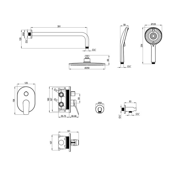 Смеситель для душа Lemark Ortus встраиваемый хром (LM11329C)