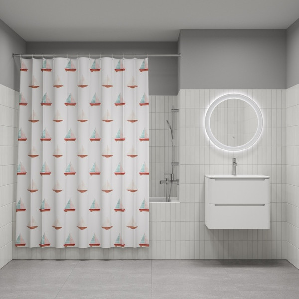 Шторка для ванны текстиль Iddis 200x180 полиэстер с рисунком (BO01P18i11)