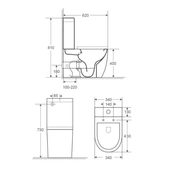 Унитаз напольный Renda безободковый с сиденьем микролифт 615x365x840 (AZ-8693)