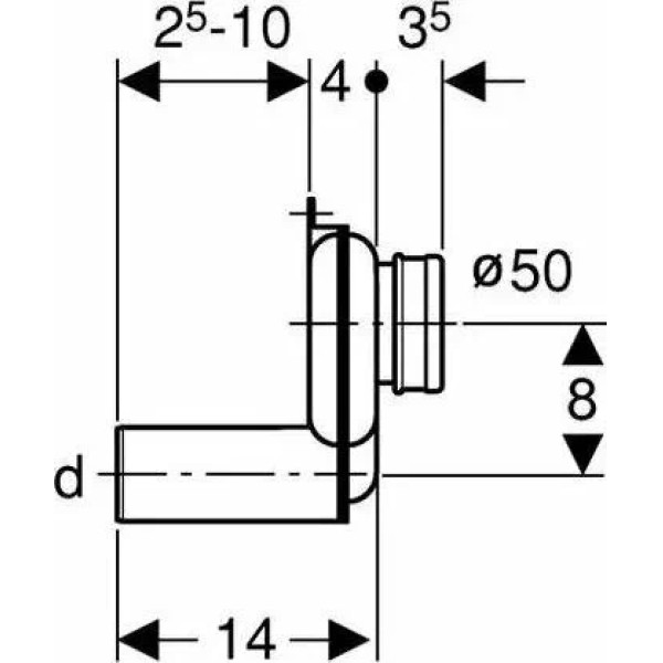 Cифон для писсуара горизонтальный выпуск 50/50 Geberit (152.950.11.1)