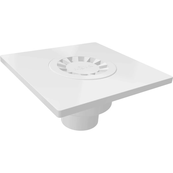 Трап вертикальный 50 мм. (150х150) Nova пластиковая решетка (белый) (5030)